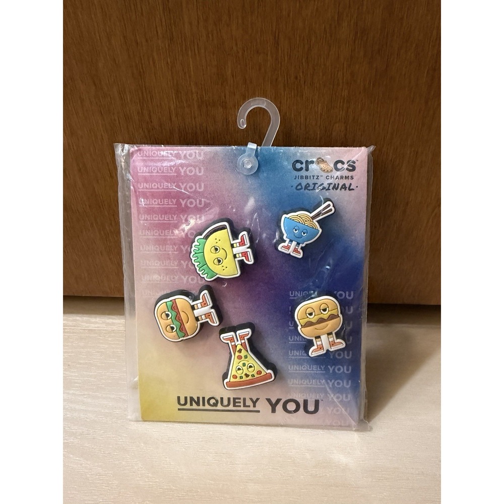 Crocs Jibbitz Chill Food Friends Charm Pizza Taco Uniquely You Unisex 5-Pack NEW